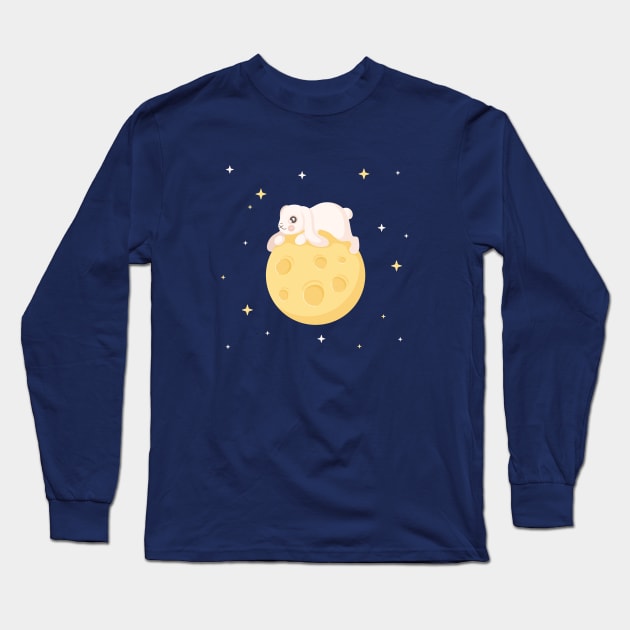 Moon Rabbit Long Sleeve T-Shirt by subkontr